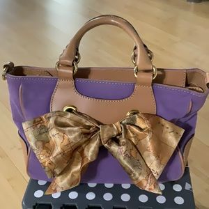 Alviero Martini Satchel Purple Fabric and leather